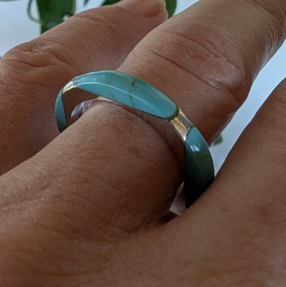 Turquoise 925 Sterling Silver Ring - Picture 4 of 14